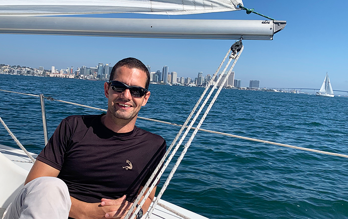 Alex Marki, M.D., sails in San Diego Bay. 