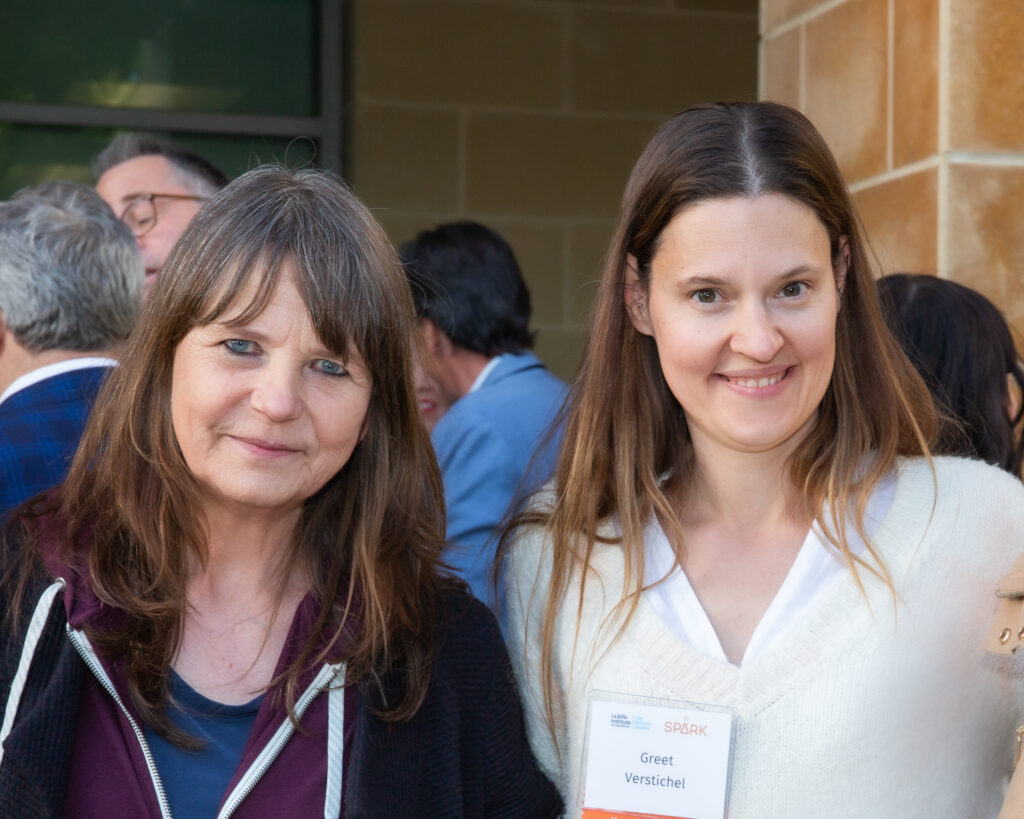 LJI Postdoctoral Researcher Greet Verstichel, Ph.D., (right) with mentor LJI Professor Hilde Cheroutre, Ph.D.